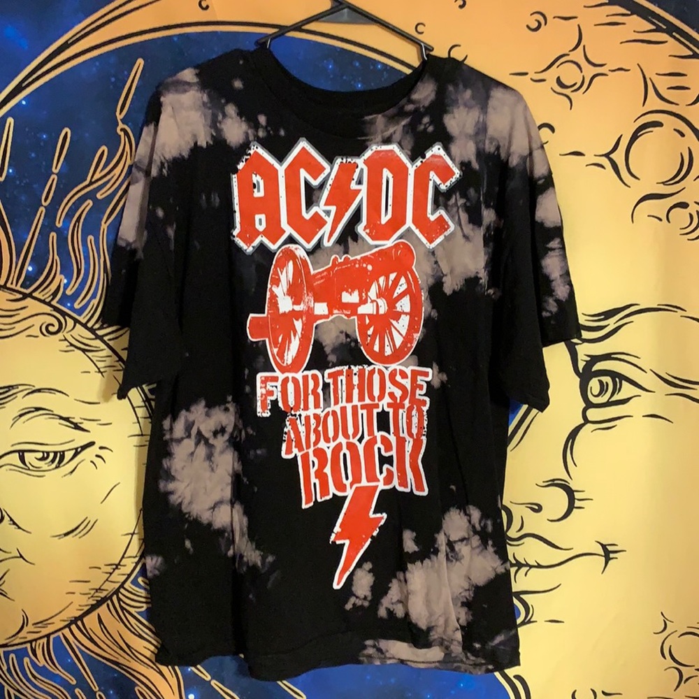 Ac/dc tie-dye bleach T-shirt unisex